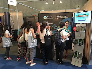 ESF staff members at the MERIL booth during ESOF 2018.