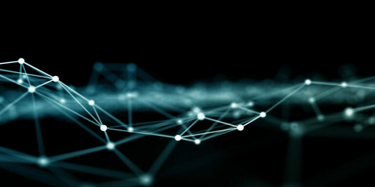 3D render of a modern plexus design with connecting lines and dots