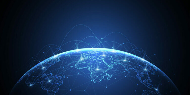 Global network connection. World map point and line composition concept of global business. Vector Illustration